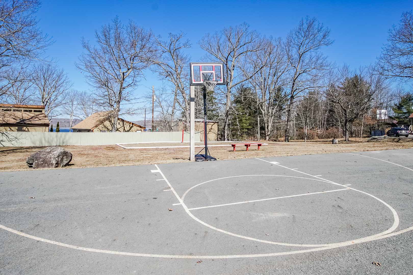 A spacious basketball court at VRI's Tanglwood Resort in Pennsylvania.
